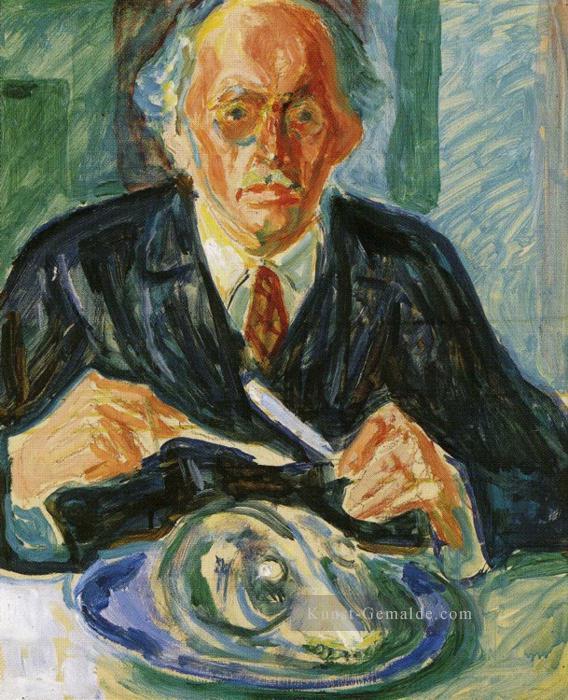 Selbst Porträt mit Kabeljau Kopf 1940 Edvard Munch Ölgemälde